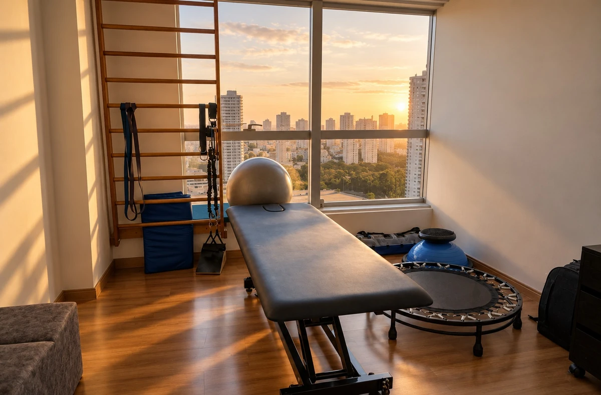 Sala de atendimento da clínica ao entardecer